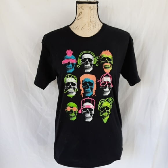 Tops - Neon Skulls Tee Shirt Teen Size 16/20